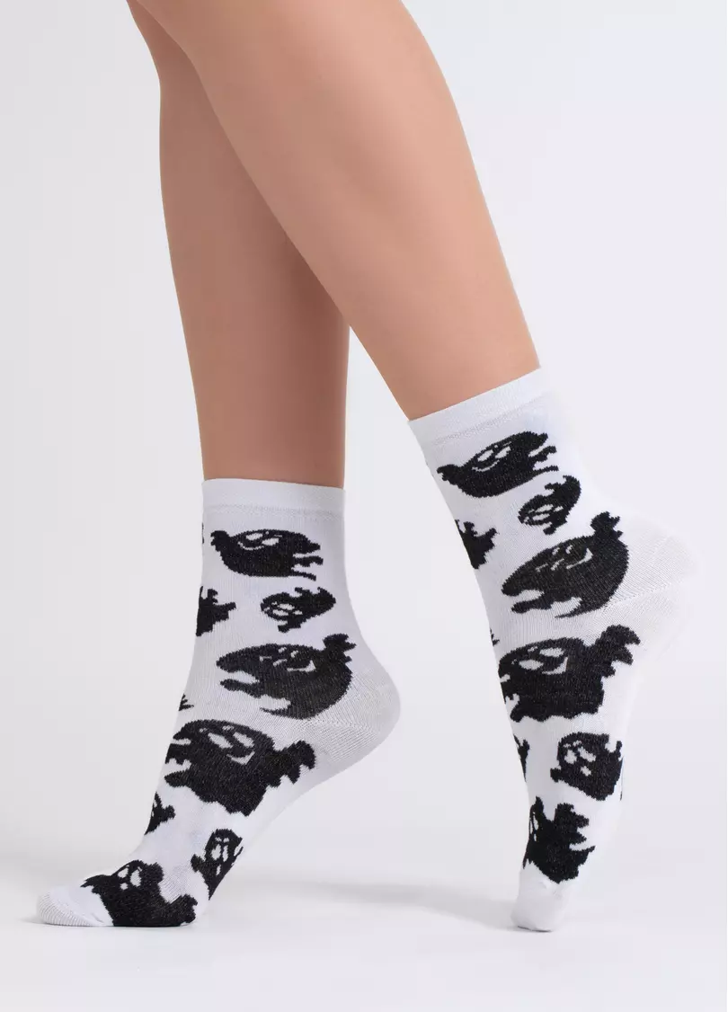Носки с привидениями Хэллоуин WS3 HALLOWEEN 2505 white (белый)