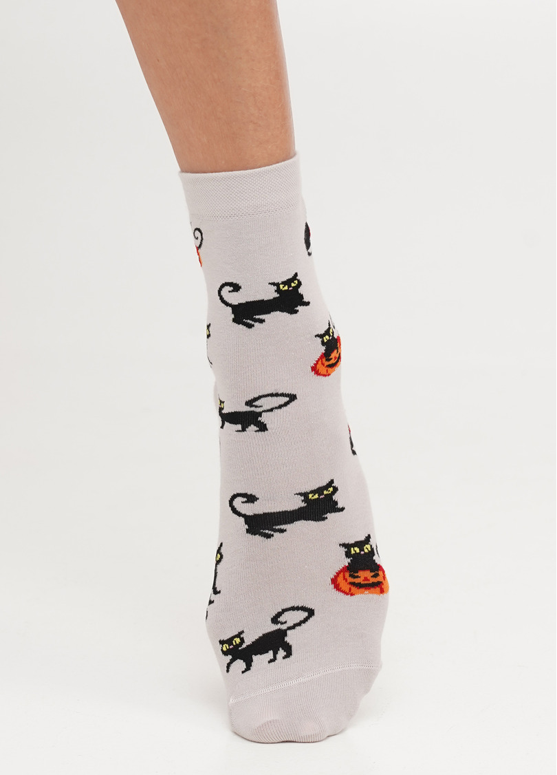 Носки с черными котами к Хэллоуину WS3 HALLOWEEN (F) 2302 moonlight (бежевый)