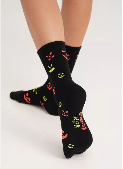 Шкарпетки високі до Геловіну WS3 HALLOWEEN STRONG 2203 black (чорний)