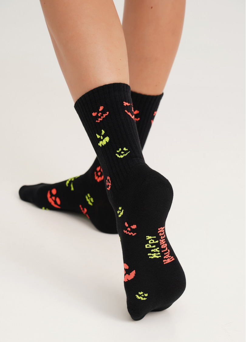 Шкарпетки високі до Геловіну WS3 HALLOWEEN STRONG 2203 black (чорний)