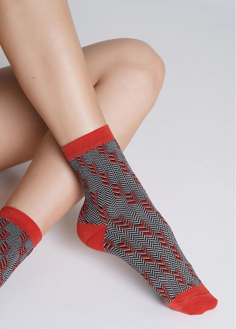 Шкарпетки з плетінням "ялинка" WS3 JACCARD 002 ginger (помаранчевий)