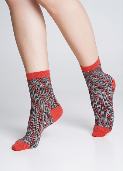 Шкарпетки з плетінням "ялинка" WS3 JACCARD 002 ginger (помаранчевий)