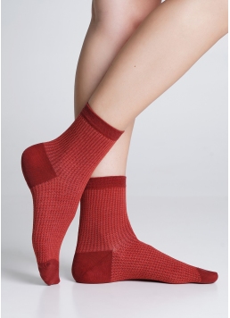 Шкарпетки з дрібним візерунком "гусяча лапка" WS3 JACCARD 003 kowhide (помаранчевий)