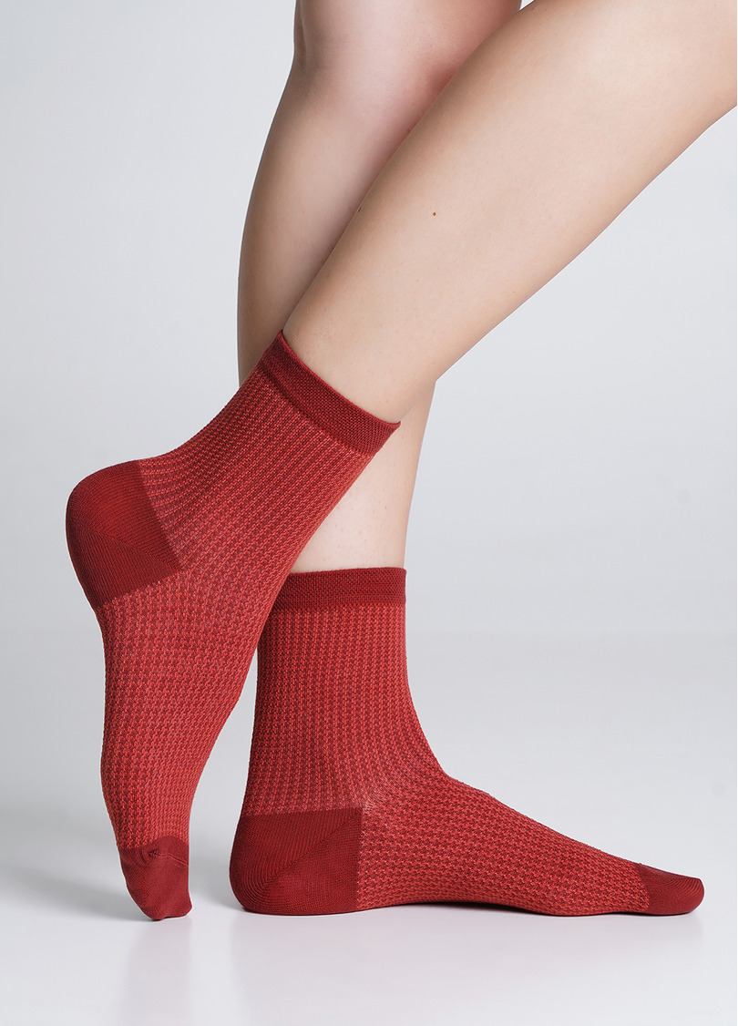 Носки с мелким узором "гусиная лапка" WS3 JACCARD 003 kowhide (оранжевый)