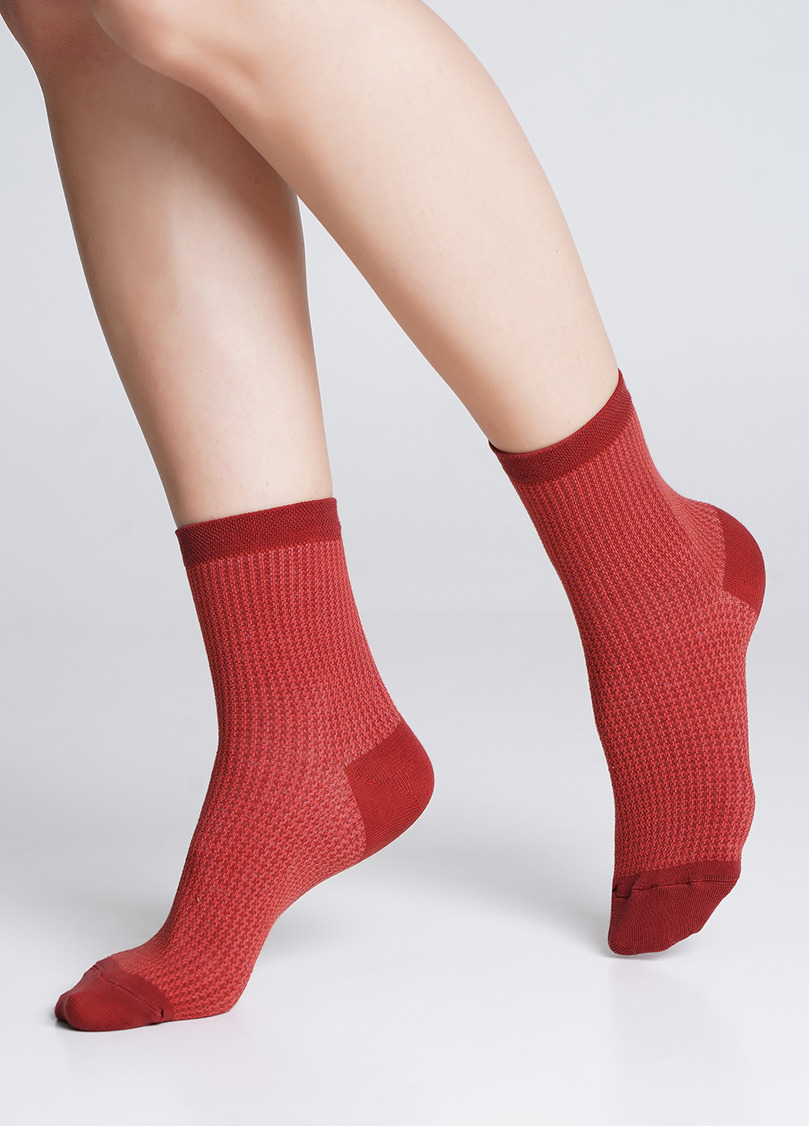 Носки с мелким узором "гусиная лапка" WS3 JACCARD 003 kowhide (оранжевый)