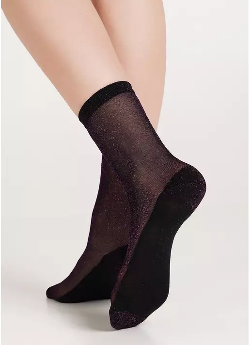 Прозорі шкарпетки блискучі з люрексом WS3 LUREX PA 001 shiny pick metallic (чорний)