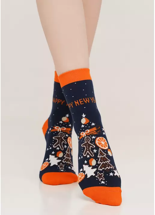 Новорічні шкарпетки з пряниками жіночі WS3 NEW YEAR 2106 dress blue (синій)