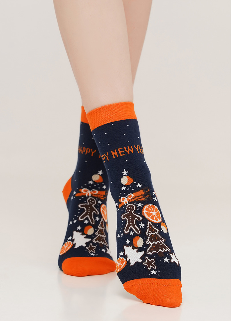 Новорічні шкарпетки з пряниками жіночі WS3 NEW YEAR 2106 dress blue (синій)