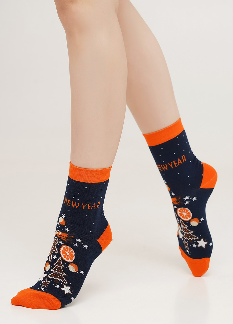 Новорічні шкарпетки з пряниками жіночі WS3 NEW YEAR 2106 dress blue (синій)