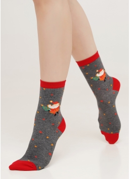 Новогодние носки женские с Санта Клаусом WS3 NEW YEAR 2109 dark grey melange (серый)