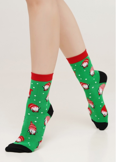 Новорічні шкарпетки з гномами жіночі WS3 NEW YEAR 2110 island green (зелений)