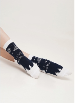 Жіночі шкарпетки різдвяні з ялинками WS3 NEW YEAR 2111 dress blue (синій)