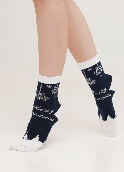 Жіночі шкарпетки різдвяні з ялинками WS3 NEW YEAR 2111 dress blue (синій)