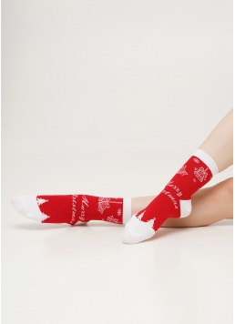 Жіночі шкарпетки різдвяні з ялинками WS3 NEW YEAR 2111 red (червоний)