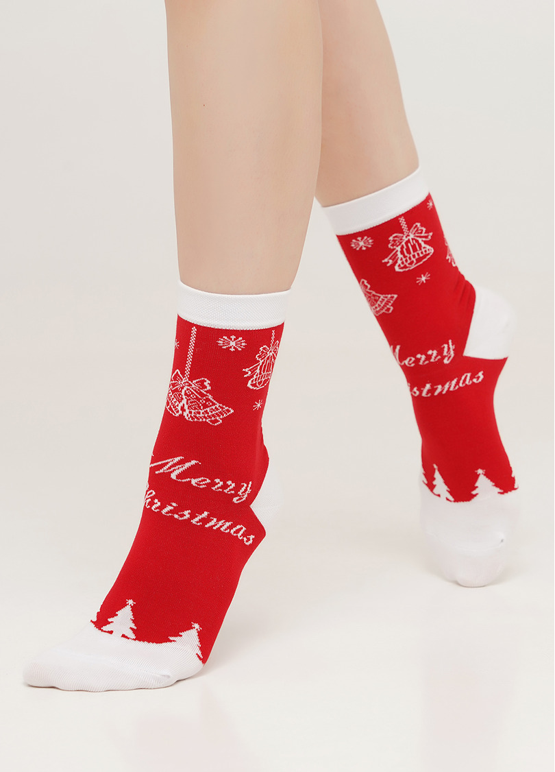 Жіночі шкарпетки різдвяні з ялинками WS3 NEW YEAR 2111 red (червоний)