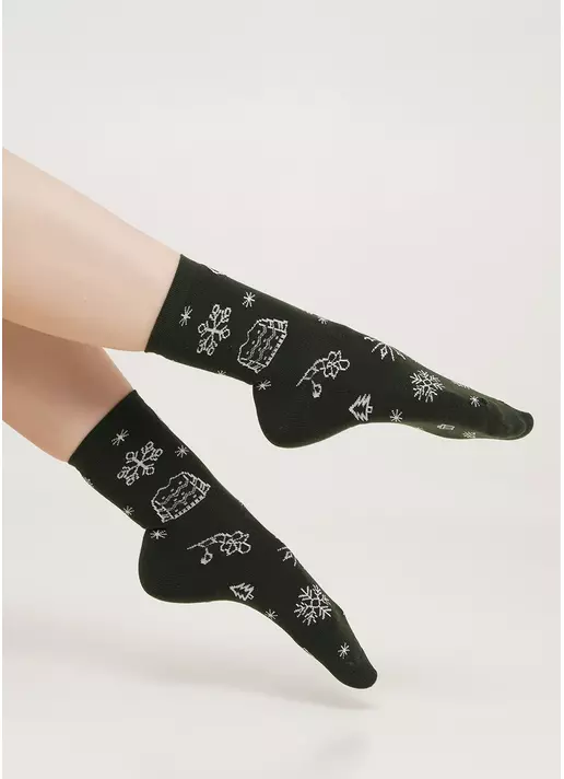Новогодние носки женские WS3 NEW YEAR 2112 khaki (зеленый)