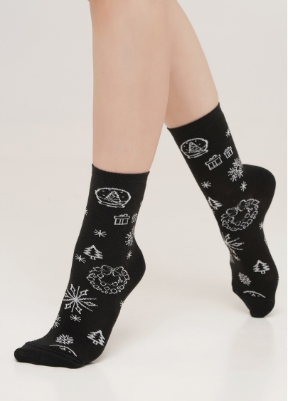 Новогодние носки женские WS3 NEW YEAR 2112 pirate black (черный)