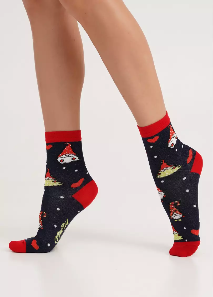 Носки женские с гномами WS3 NEW YEAR 2303 navy (синий)
