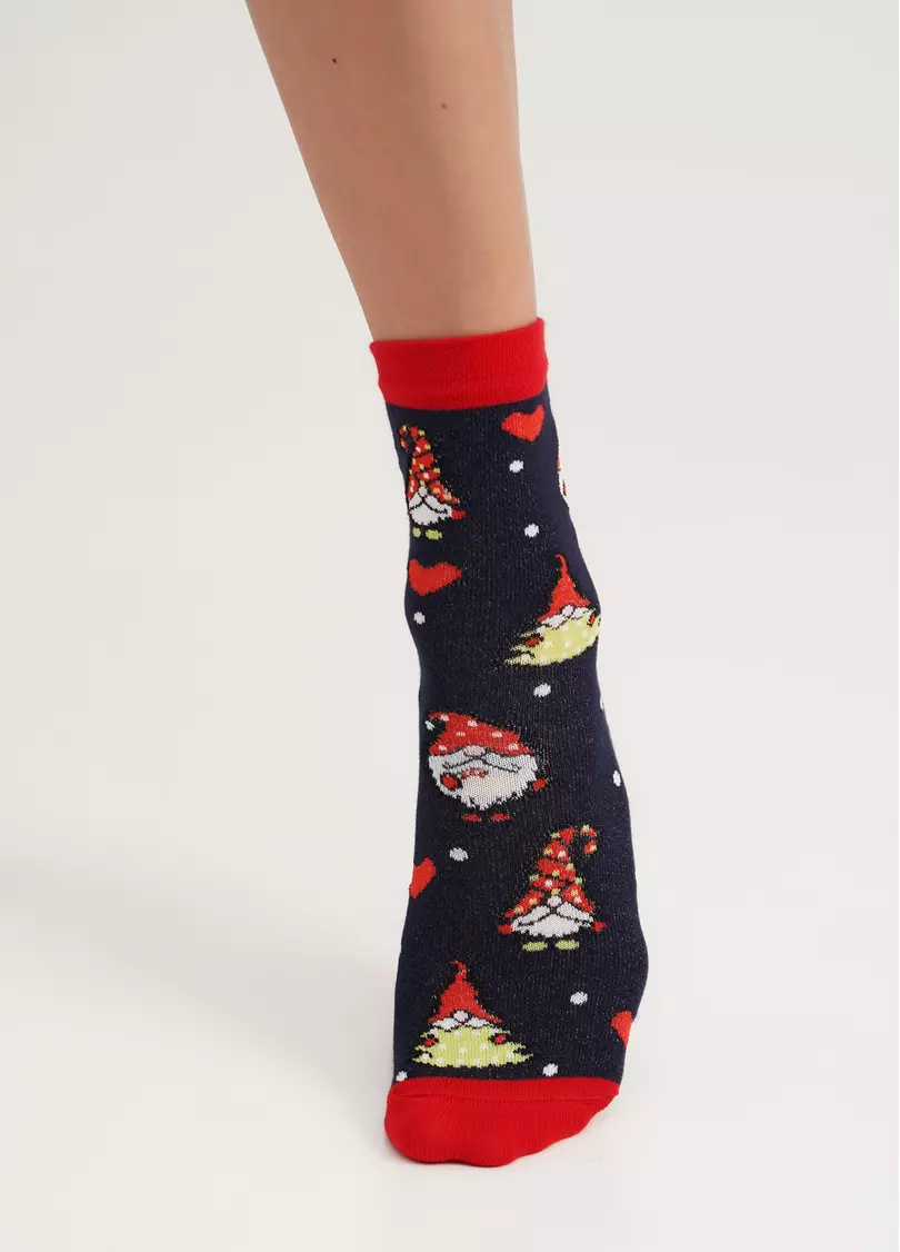 Носки женские с гномами WS3 NEW YEAR 2303 navy (синий)