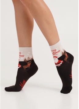 Шкарпетки з Санта Клаусом WS3 NEW YEAR 2305 caffe (коричневий)