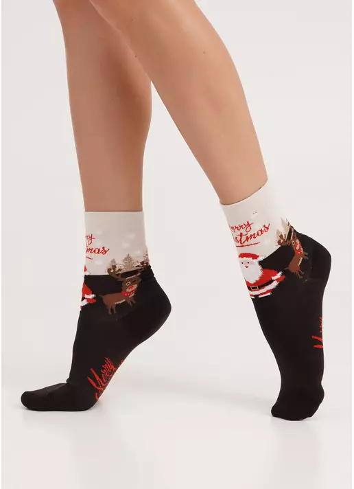 Носки с Санта Клаусом WS3 NEW YEAR 2305 caffe (коричневый)