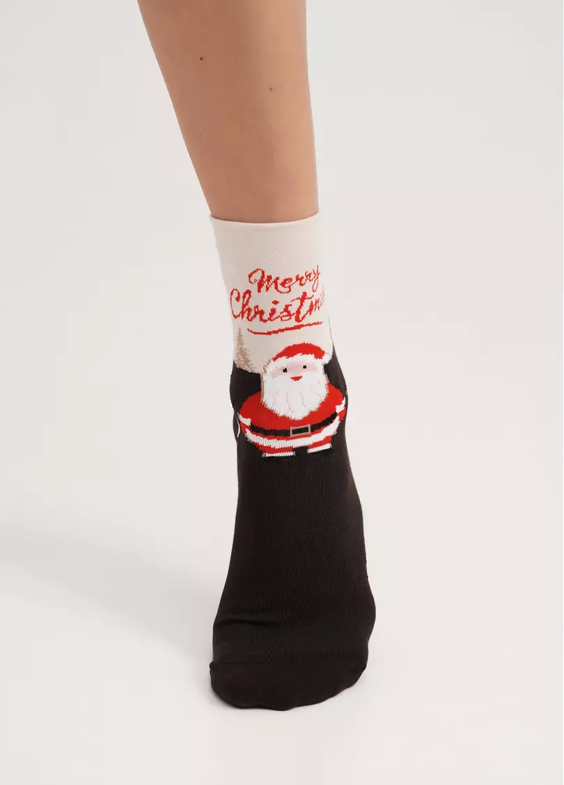 Носки с Санта Клаусом WS3 NEW YEAR 2305 caffe (коричневый)