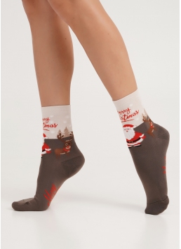 Шкарпетки з Санта Клаусом WS3 NEW YEAR 2305 haze (коричневий)