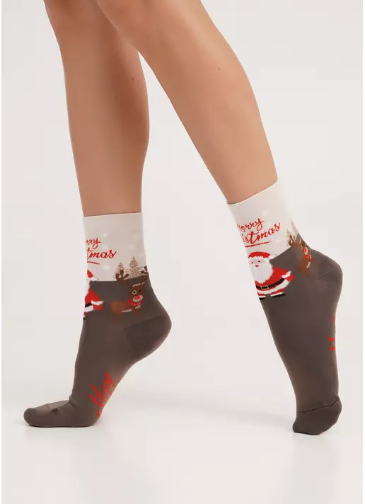 Носки с Санта Клаусом WS3 NEW YEAR 2305 haze (коричневый)