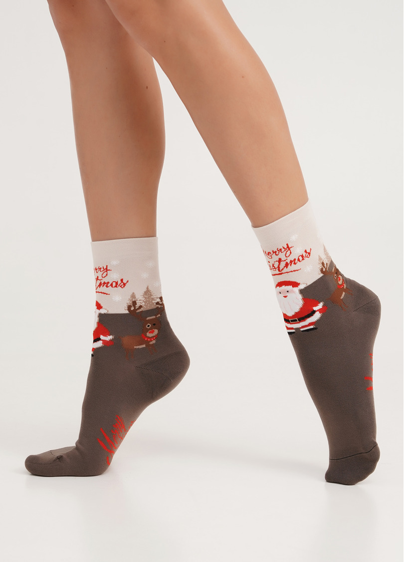 Носки с Санта Клаусом WS3 NEW YEAR 2305 haze (коричневый)