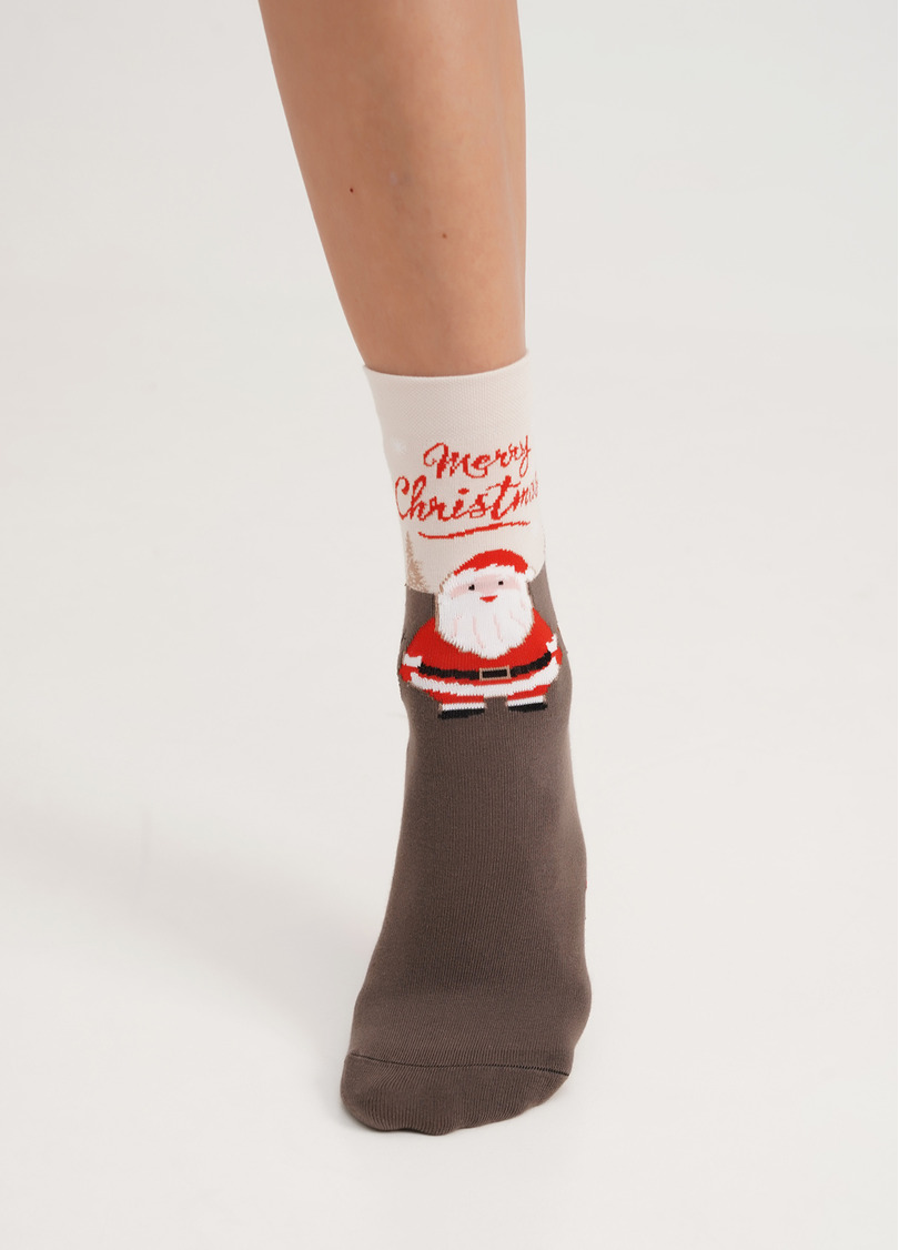 Носки с Санта Клаусом WS3 NEW YEAR 2305 haze (коричневый)