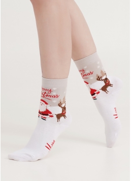 Шкарпетки з Санта Клаусом WS3 NEW YEAR 2305 white (білий)