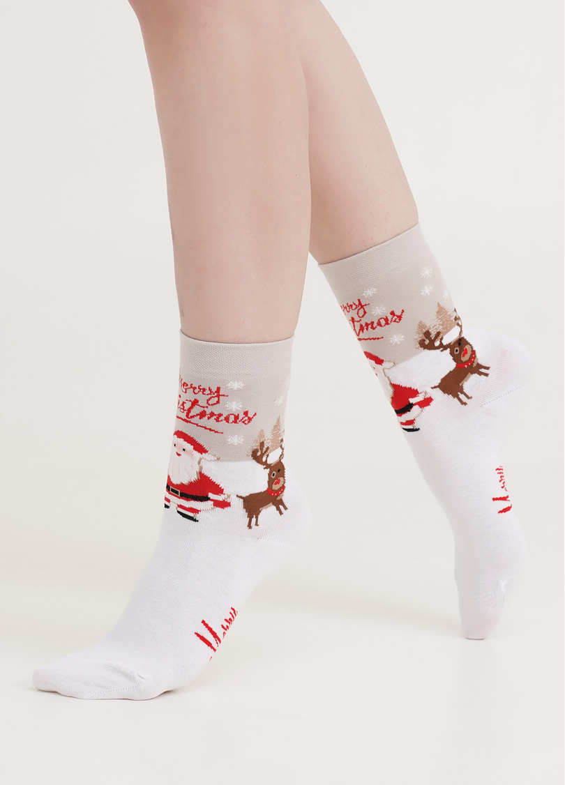 Шкарпетки з Санта Клаусом WS3 NEW YEAR 2305 white (білий)