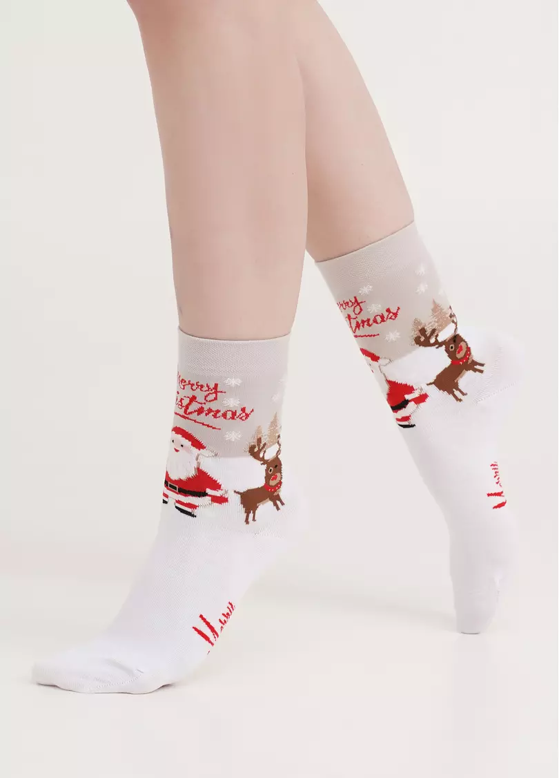 Носки с Санта Клаусом WS3 NEW YEAR 2305 white (белый)