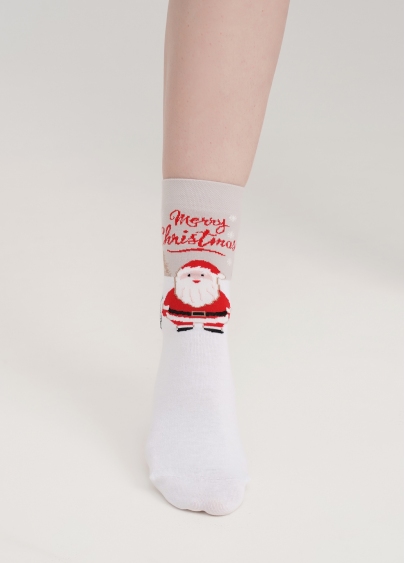 Шкарпетки з Санта Клаусом WS3 NEW YEAR 2305 white (білий)
