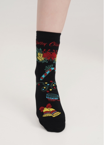 Шкарпетки з бавовни різдвяні WS3 NEW YEAR 2306 black (чорний)