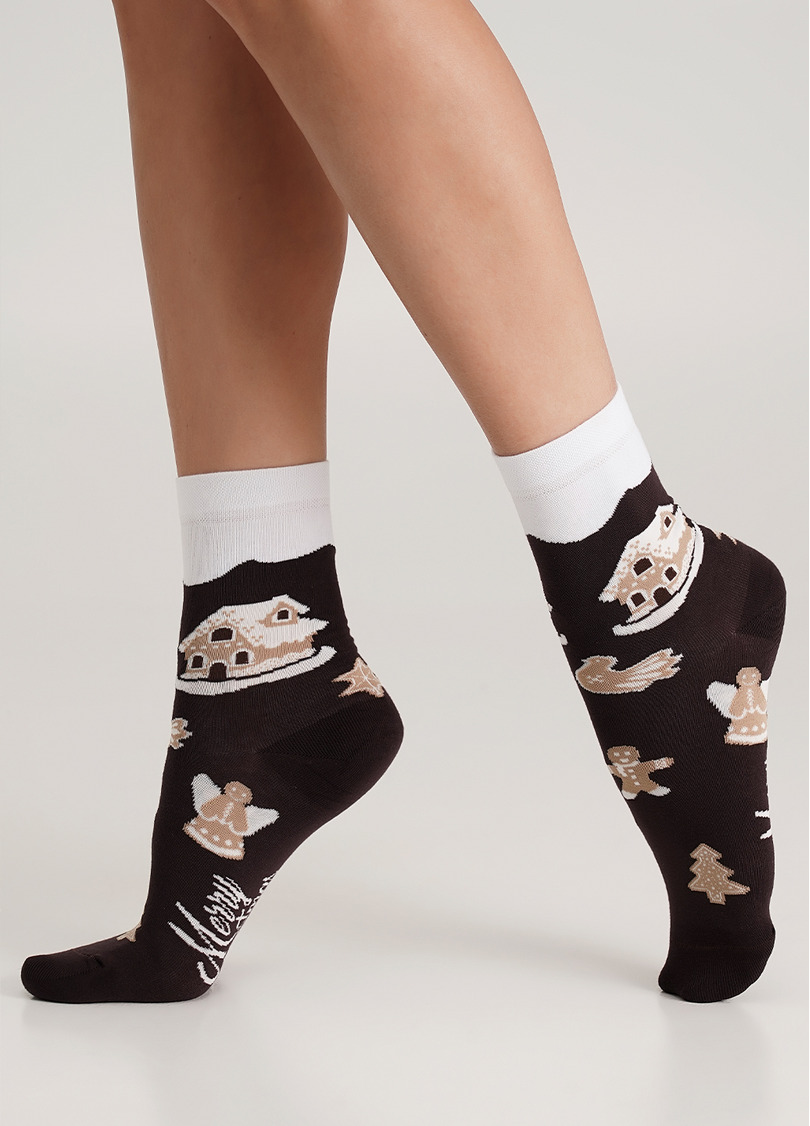 Носки рождественские с пряниками WS3 NEW YEAR 2405 caffe (коричневый)