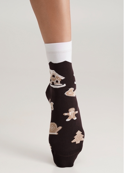 Шкарпетки різдвяні з пряниками WS3 NEW YEAR 2405 caffe (коричневий)