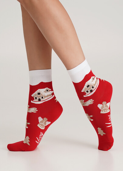 Носки рождественские с пряниками WS3 NEW YEAR 2405 red (красный)