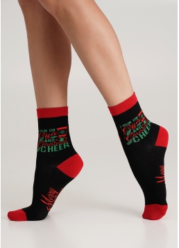 Шкарпетки з Санта Клаусом та написом WS3 NEW YEAR 2407 black (чорний)