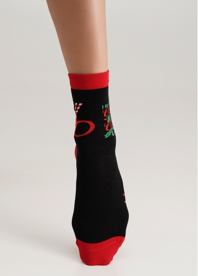 Шкарпетки з Санта Клаусом та написом WS3 NEW YEAR 2407 black (чорний)