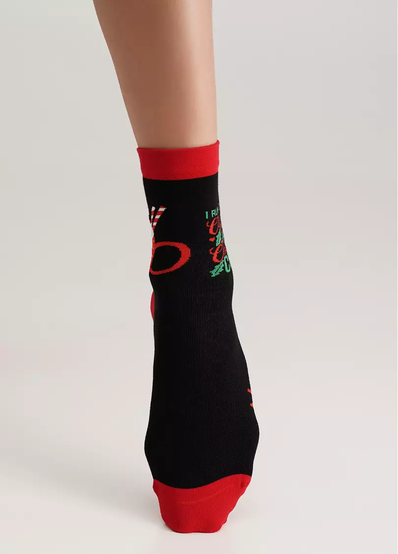 Шкарпетки з Санта Клаусом та написом WS3 NEW YEAR 2407 black (чорний)