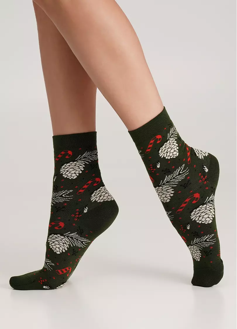 Шкарпетки різдвяні WS3 NEW YEAR 2408 khaki (зелений)
