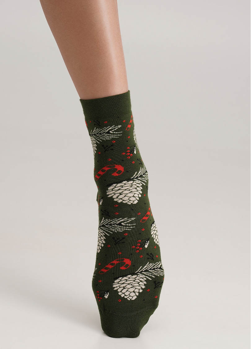 Носки рождественские WS3 NEW YEAR 2408 khaki (зеленый)