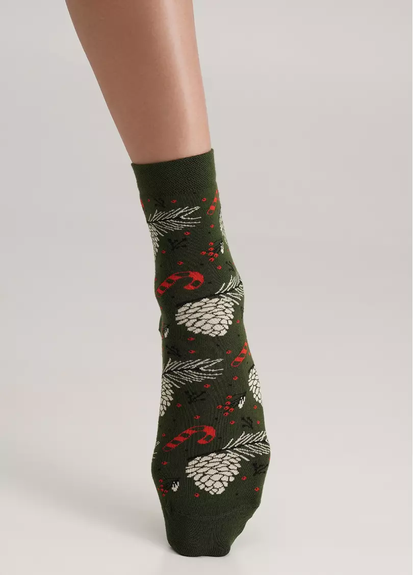 Шкарпетки різдвяні WS3 NEW YEAR 2408 khaki (зелений)