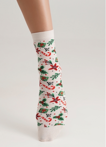 Шкарпетки різдвяні WS3 NEW YEAR 2409 panna (бежевий)