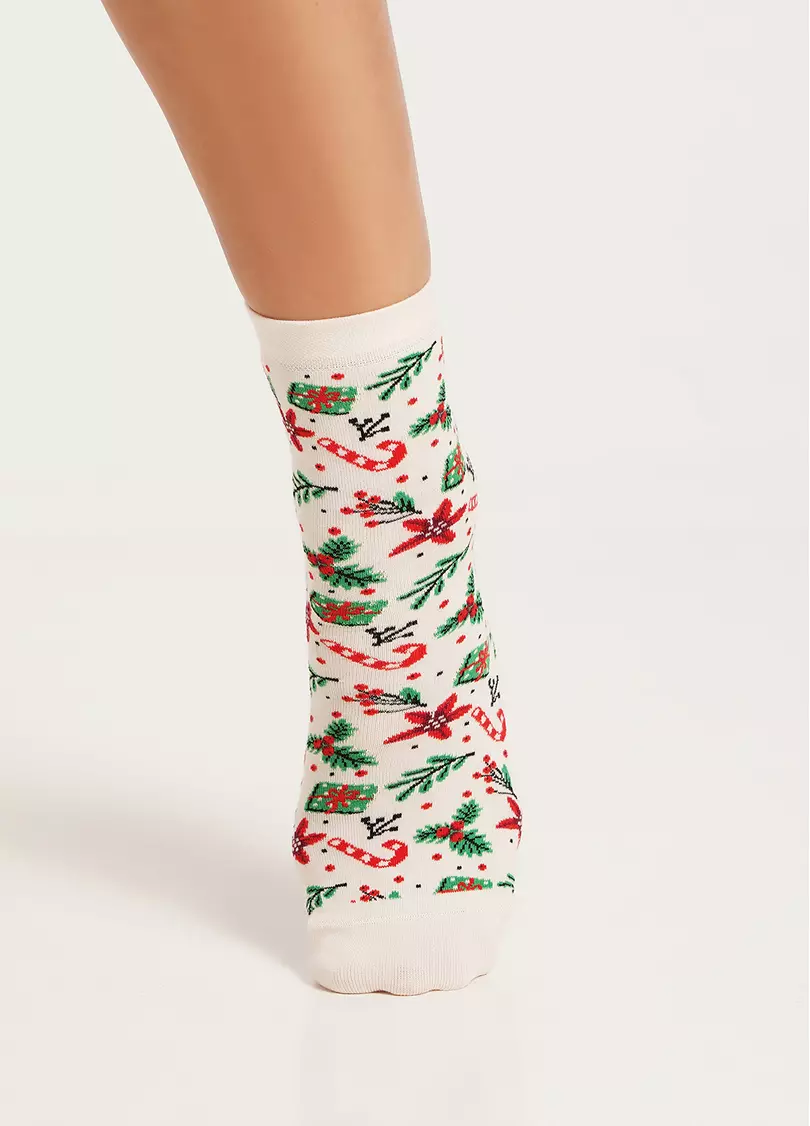 Шкарпетки різдвяні WS3 NEW YEAR 2409 powder puff (бежевий)