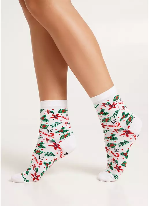 Шкарпетки різдвяні WS3 NEW YEAR 2409 white (білий)