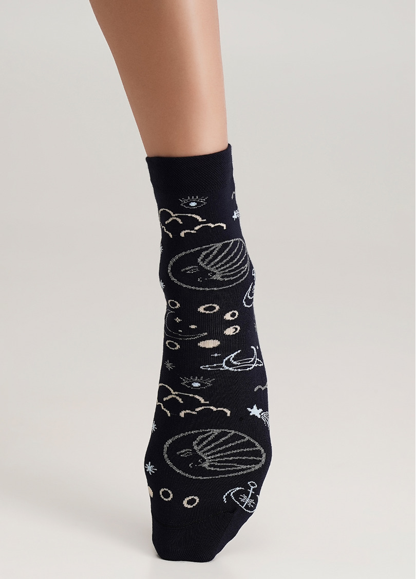 Носки женские с блестящим узором WS3 NEW YEAR 2410 navy (синий)