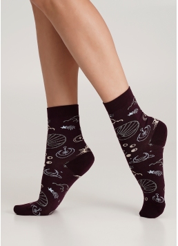 Шкарпетки жіночі з блискучим візерунком WS3 NEW YEAR 2410 vintage grape (фіолетовий)
