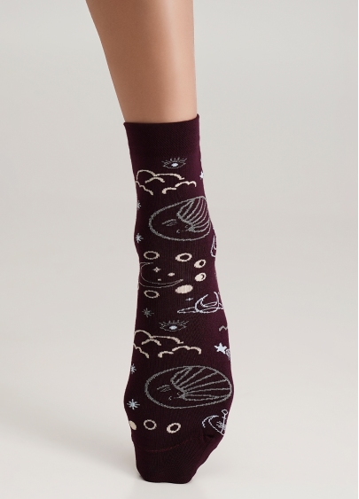 Шкарпетки жіночі з блискучим візерунком WS3 NEW YEAR 2410 vintage grape (фіолетовий)